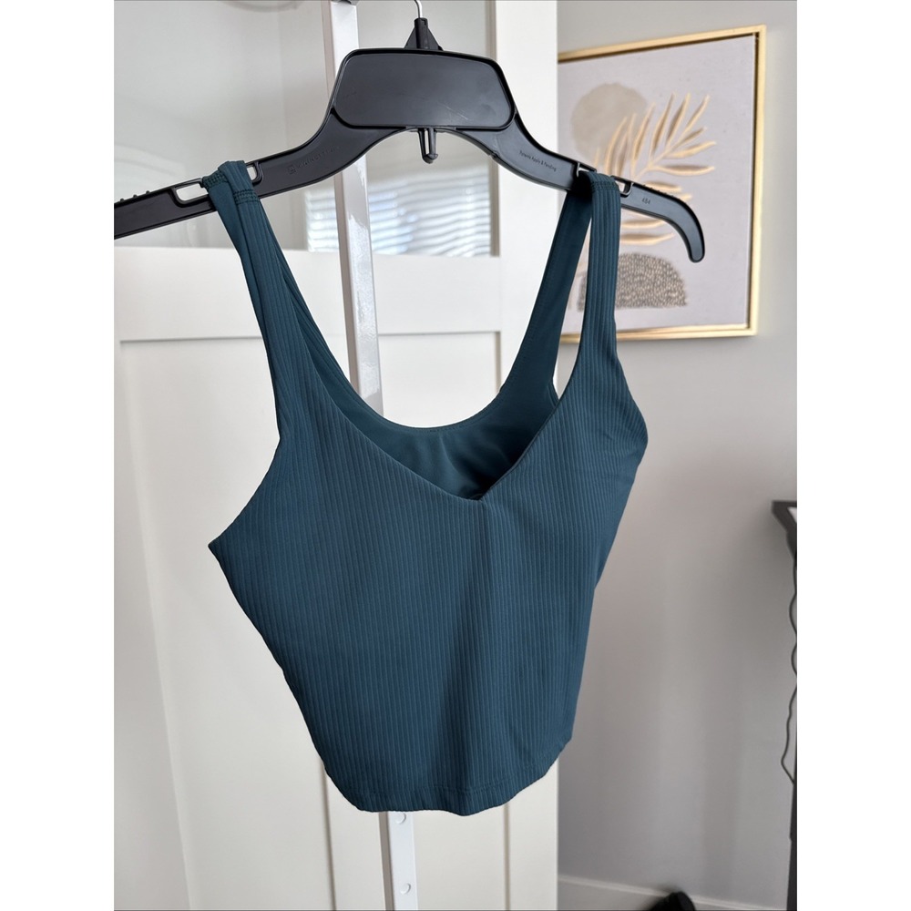 Lululemon Align Ribbed Tank Top Women's 4 Teal Green Cropped Built-In Bra